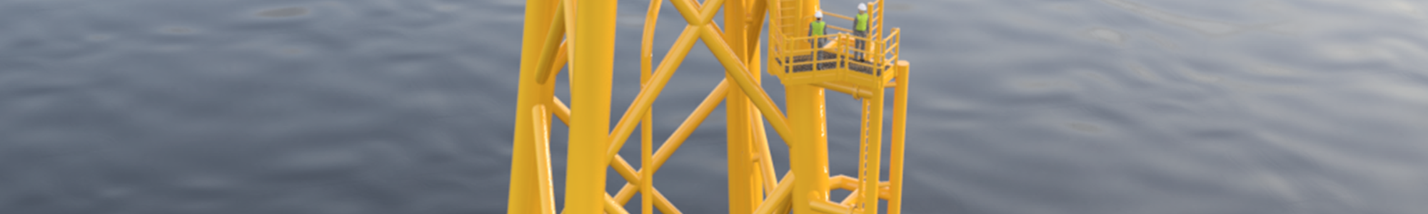 The foundation for the wind turbine is built as a steel structure on four piles – a robust solution when an earthquake shakes the subsurface.